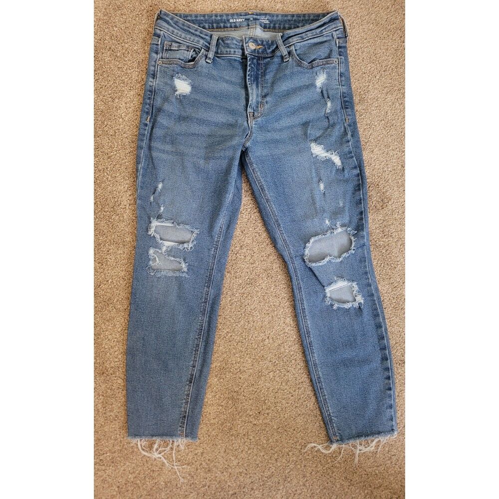 Old Navy Rockstar Super Skinny Distressed Jeans Women's Size 10 Mid Rise